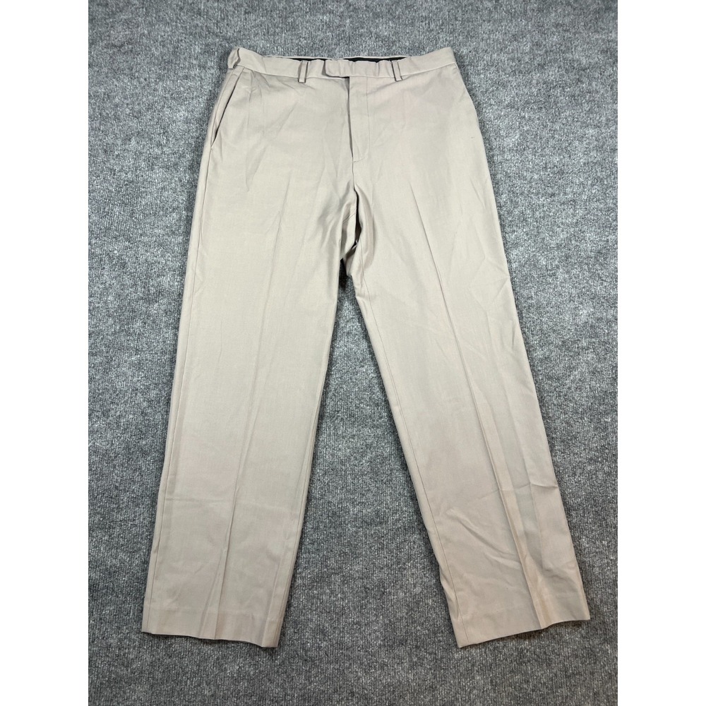 Perry Ellis Portfolio Dress Pants Men 34x30 Beige Non Iron Mid Rise Straight Leg